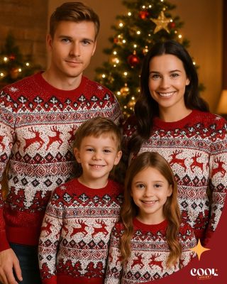 🎄✨ Rodinná vianočná pohoda v jednom obrázku… Keď sa rodina zladí do rovnakých svetrov, zrazu je doma viac tepla, viac...